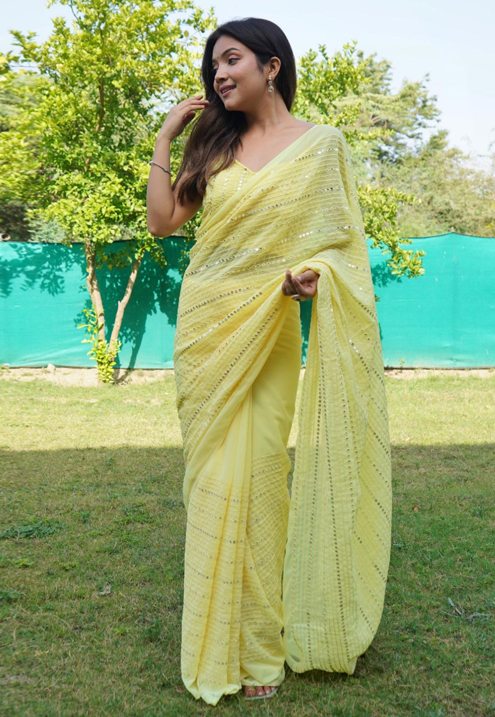 Yellow Georgette Saree With Blouse 274191