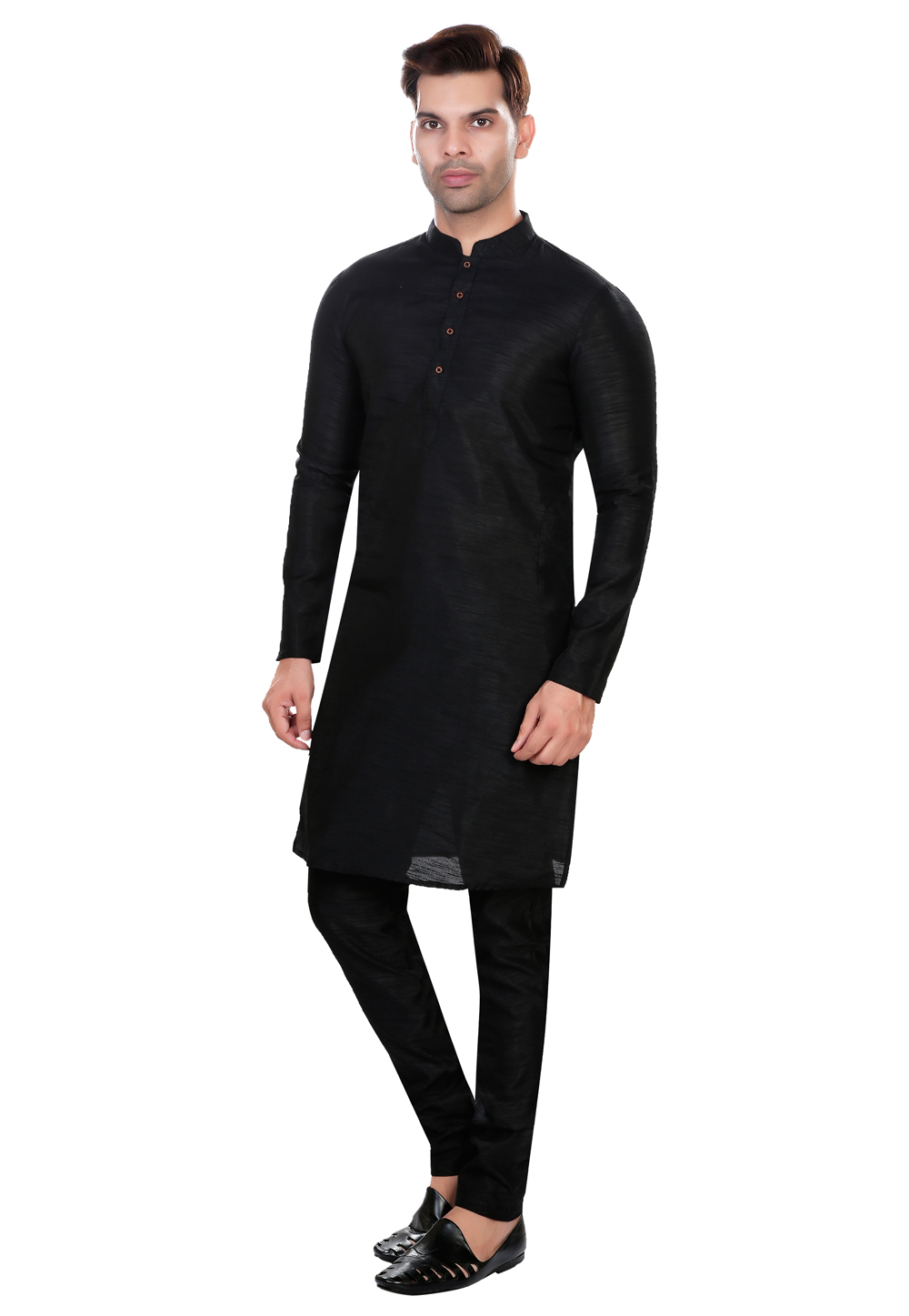Black Art Silk Kurta Pajama 274772