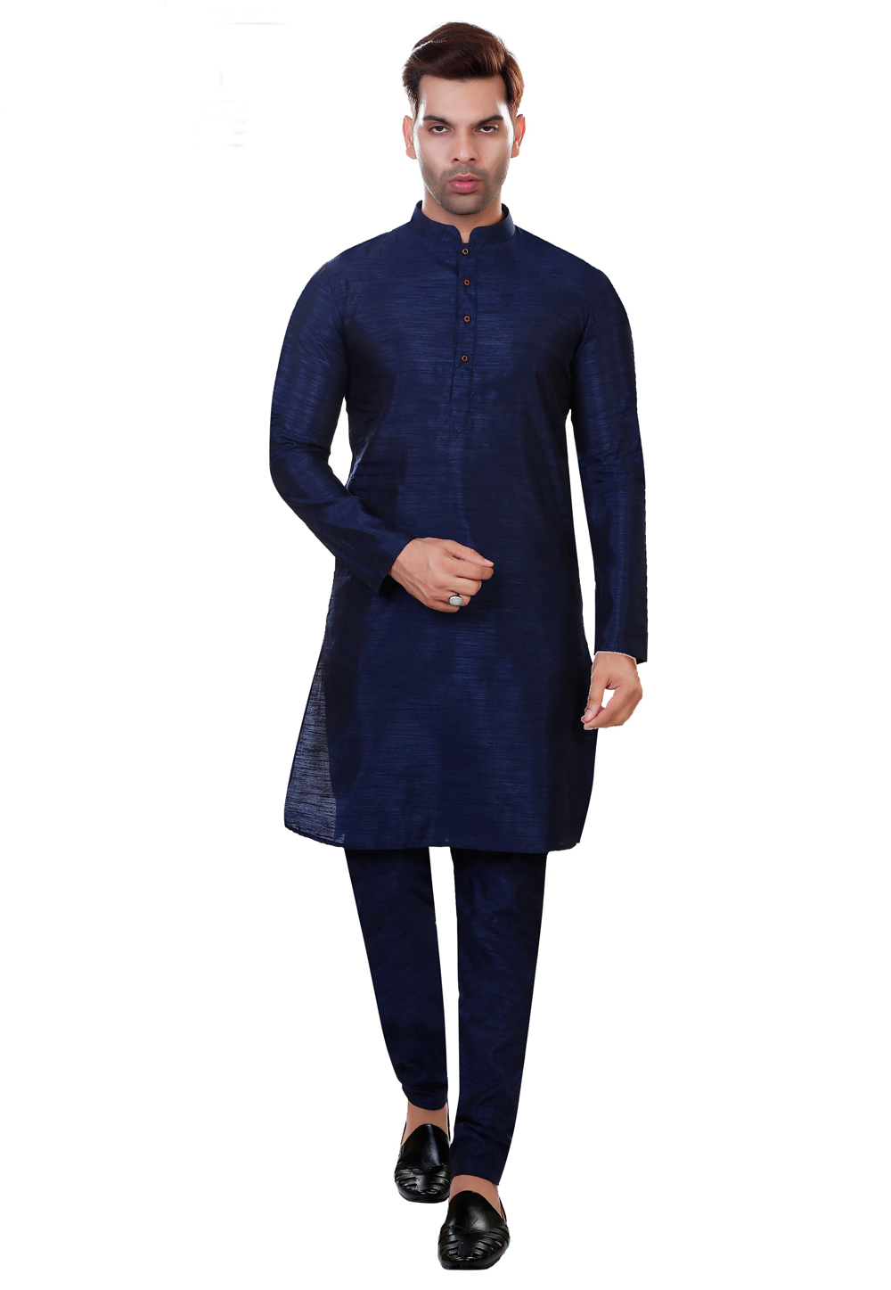 Navy Blue Art Silk Kurta Pajama 274773