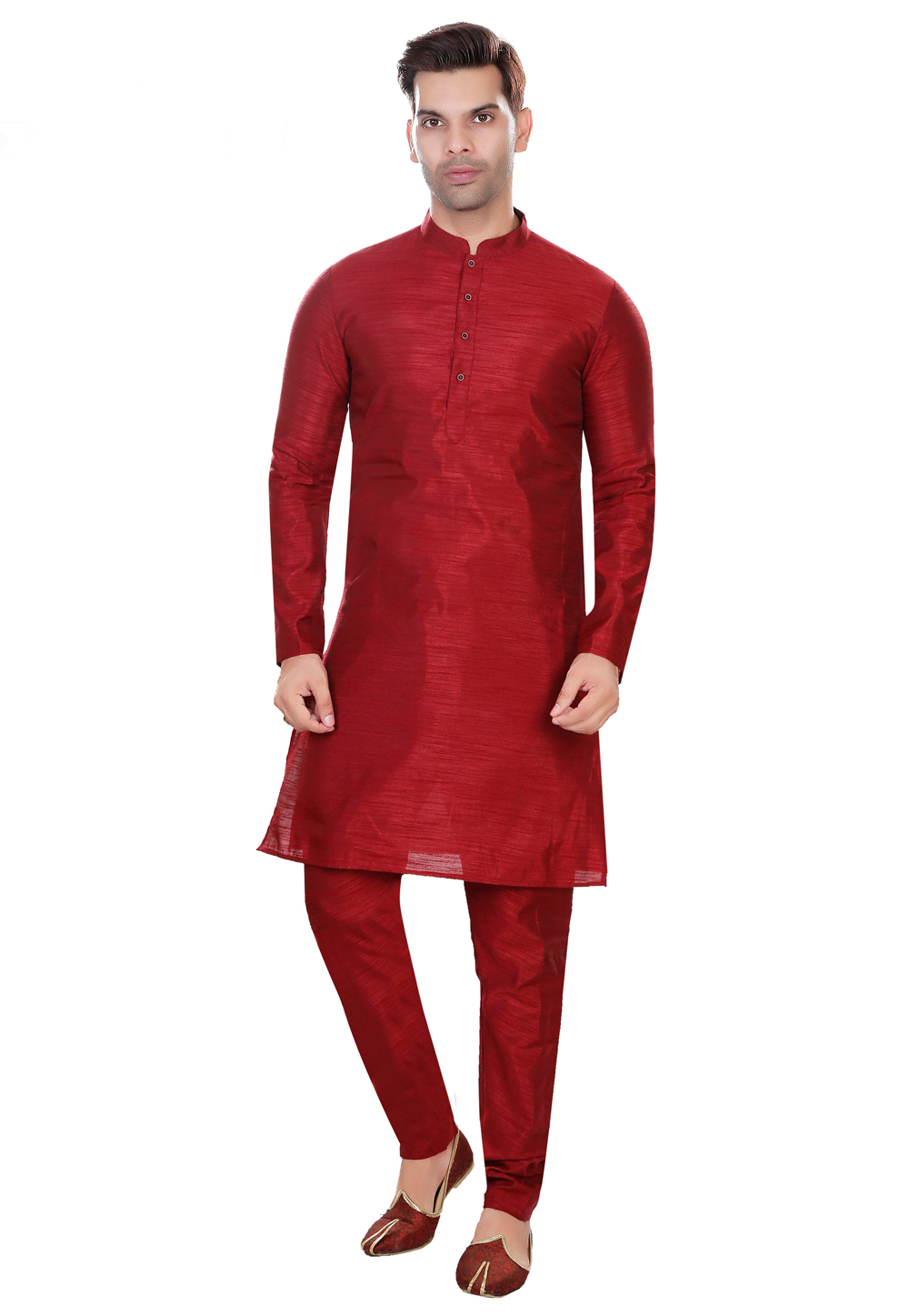 Maroon Art Silk Kurta Pajama 274775