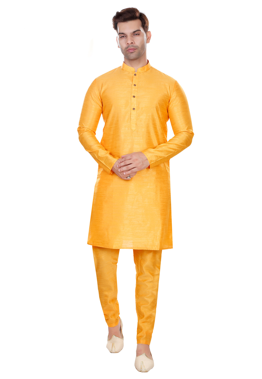 Yellow Art Silk Kurta Pajama 274776