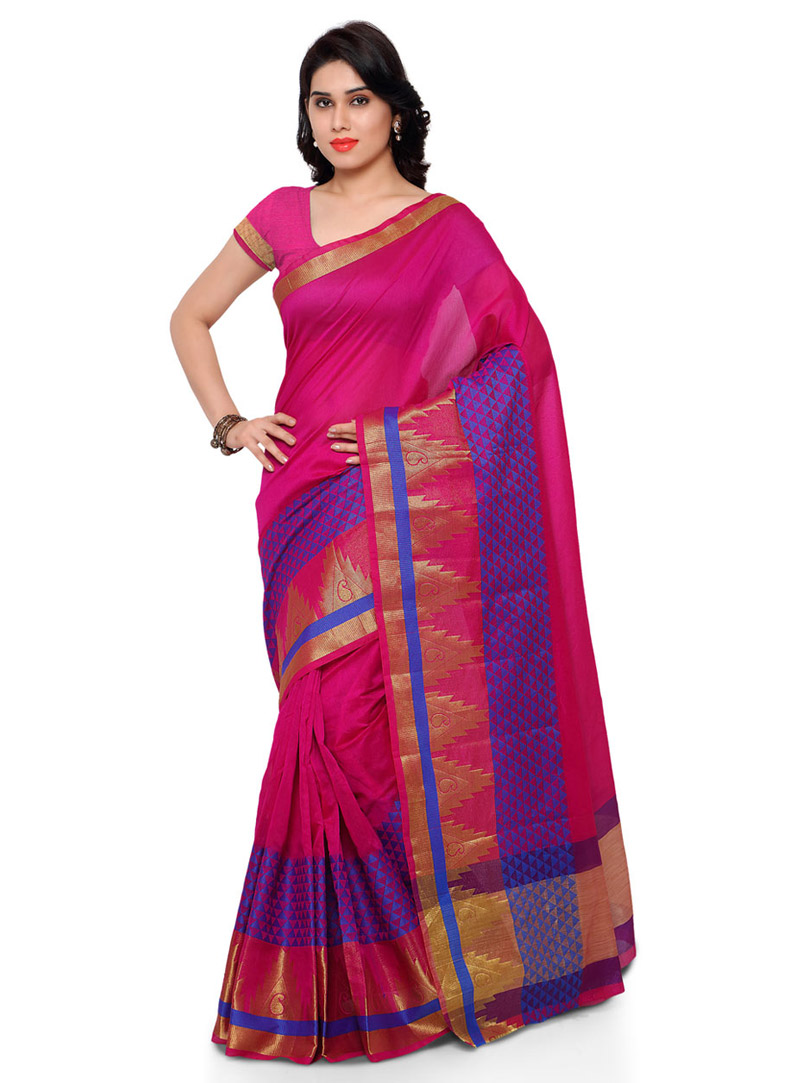 Magenta Banarasi Silk Saree With Blouse 78507