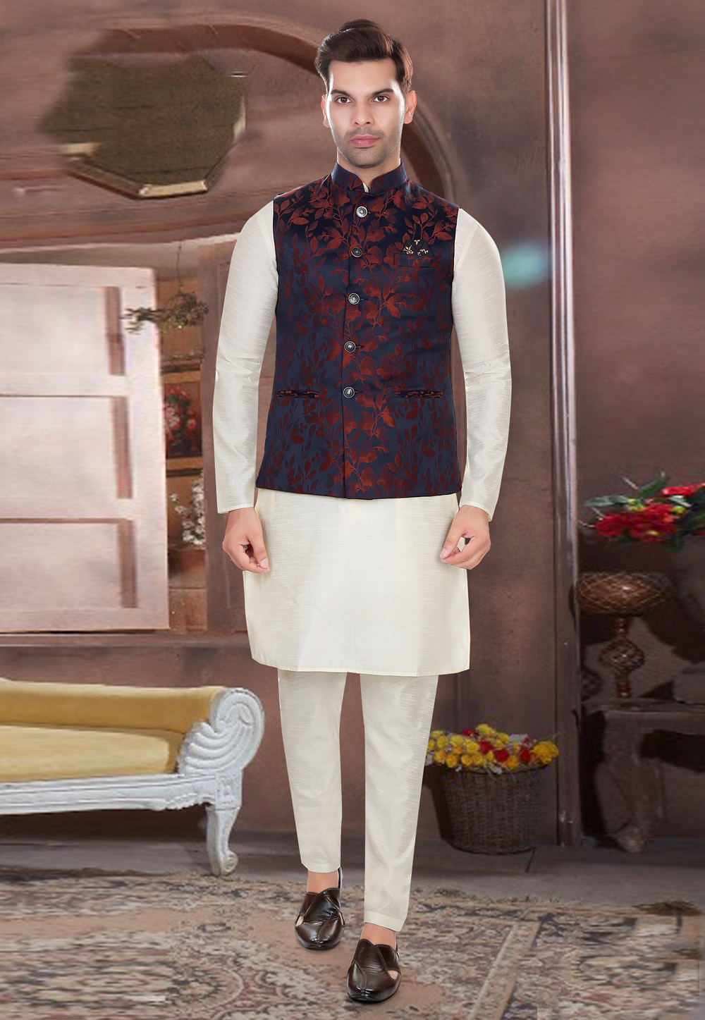 Buy Kurta Pajama with Jacket | Kurta Pajama for men with jacket USA