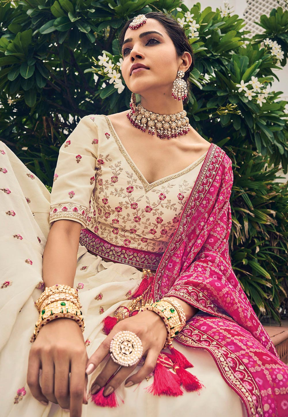 Cream Color Pure Silk Fabric Wedding Lehenga Choli | Appelle Fashion