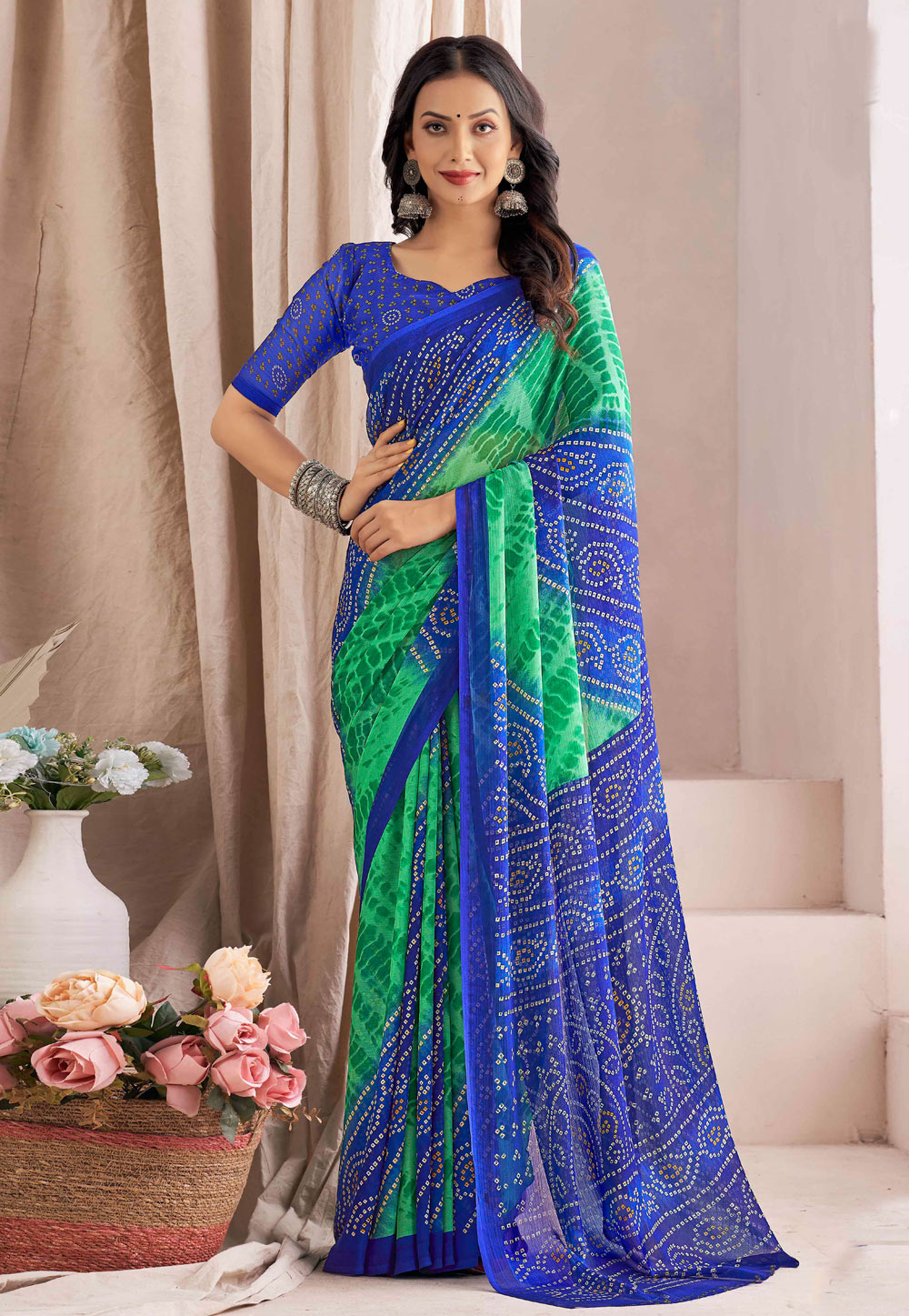 Blue Chiffon Saree With Blouse 275572