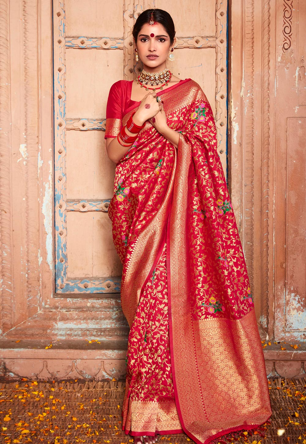 Red Silk Saree With Blouse 246320