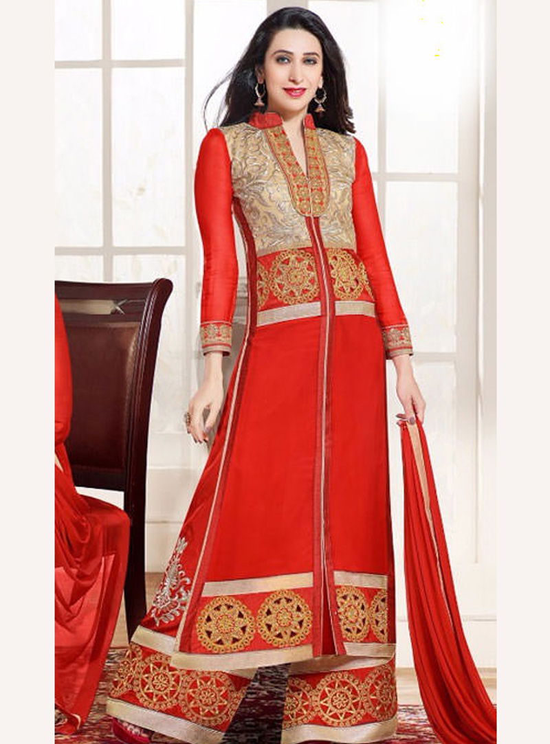 Karisma Kapoor Red Georgette Palazzo Style Suit 89949