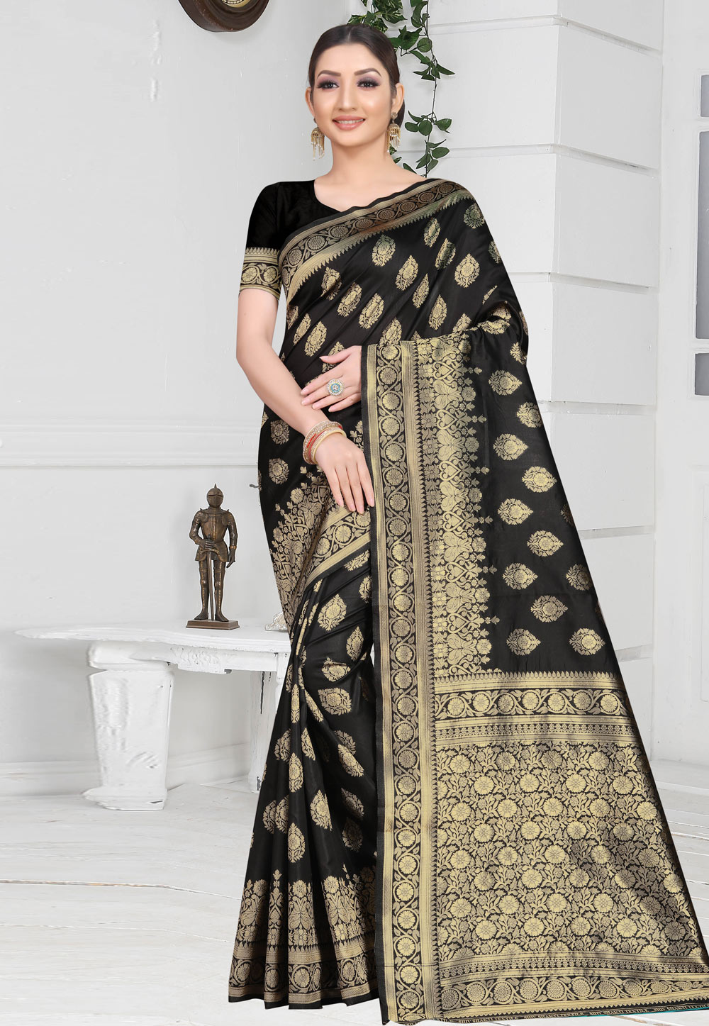 Black Art Silk Saree With Blouse 245981