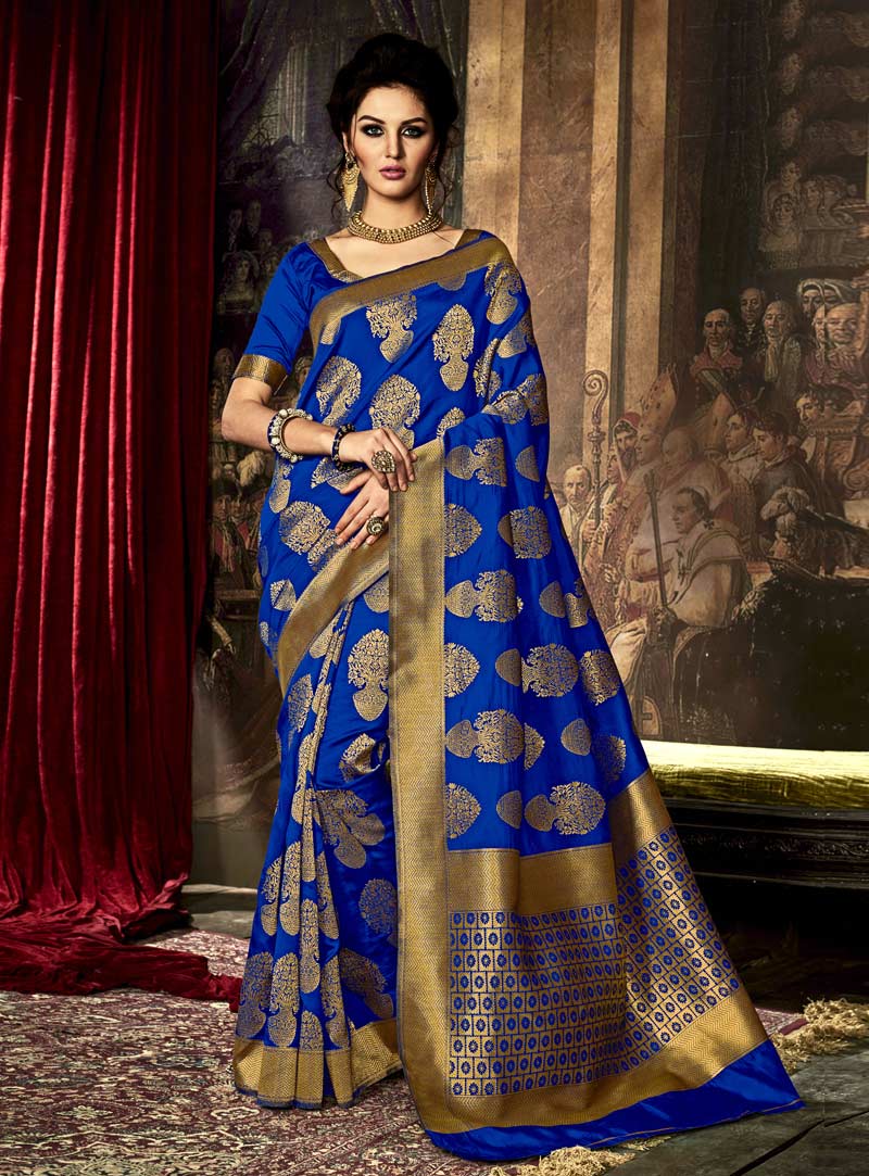 Blue Silk Festival Wear Saree 88094