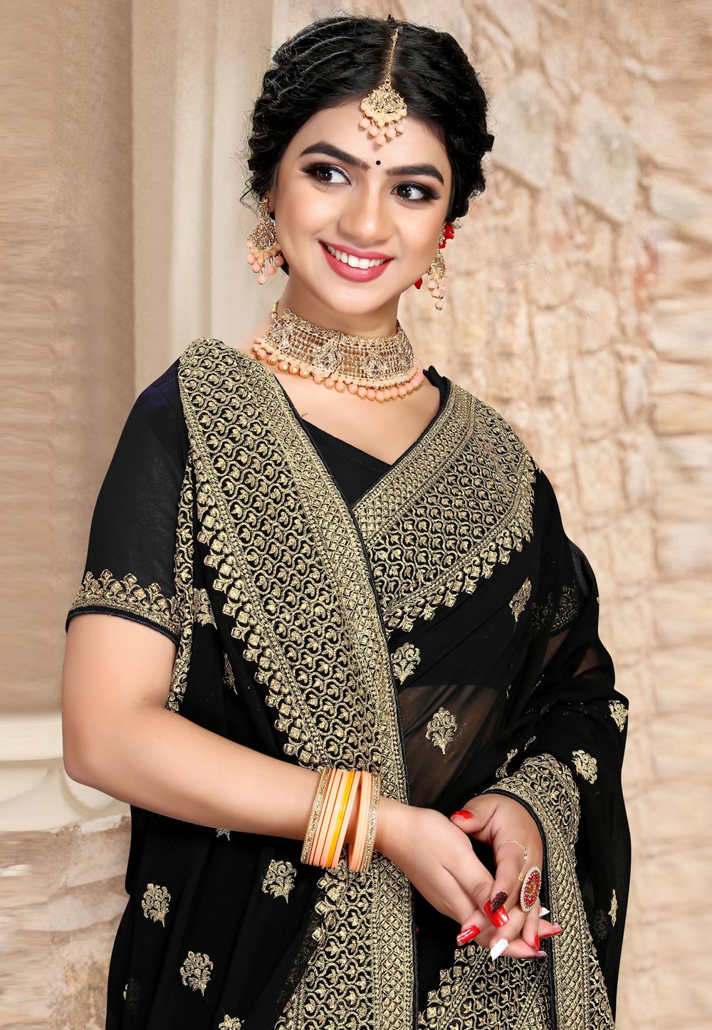 Half Net Party Wear Saree in Black and Grey with Embroidered work | Indian  outfits, Indian fashion, Fashion