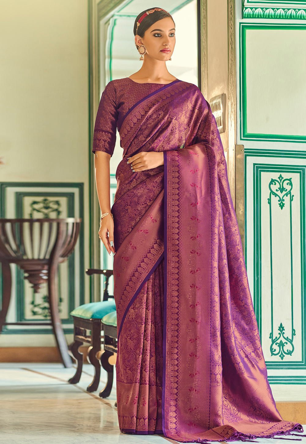 Violet Silk Saree With Blouse 254057