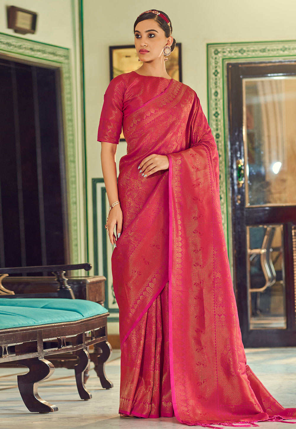 Magenta Silk Saree With Blouse 254059