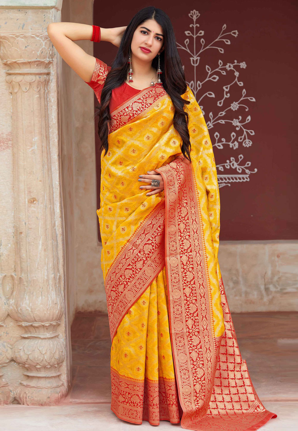 Yellow Banarasi Silk Festival Wear Saree 184098