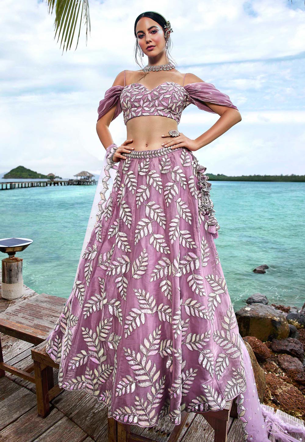 Purple Organza Wedding Lehenga Choli 275797