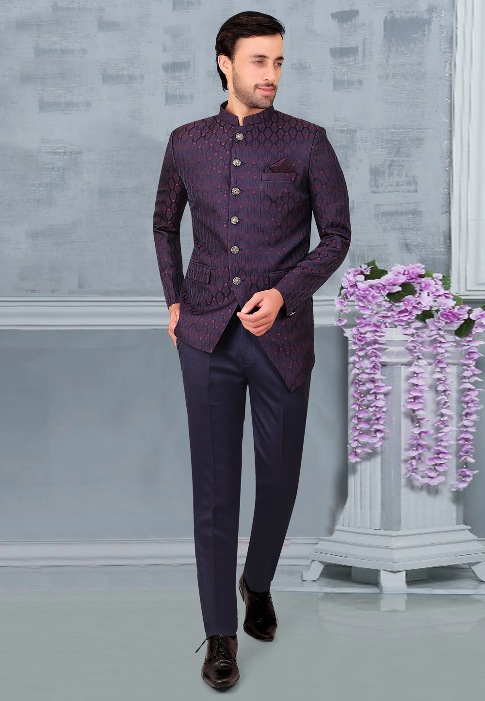 Purple Rayon Jodhpuri Suit 275770