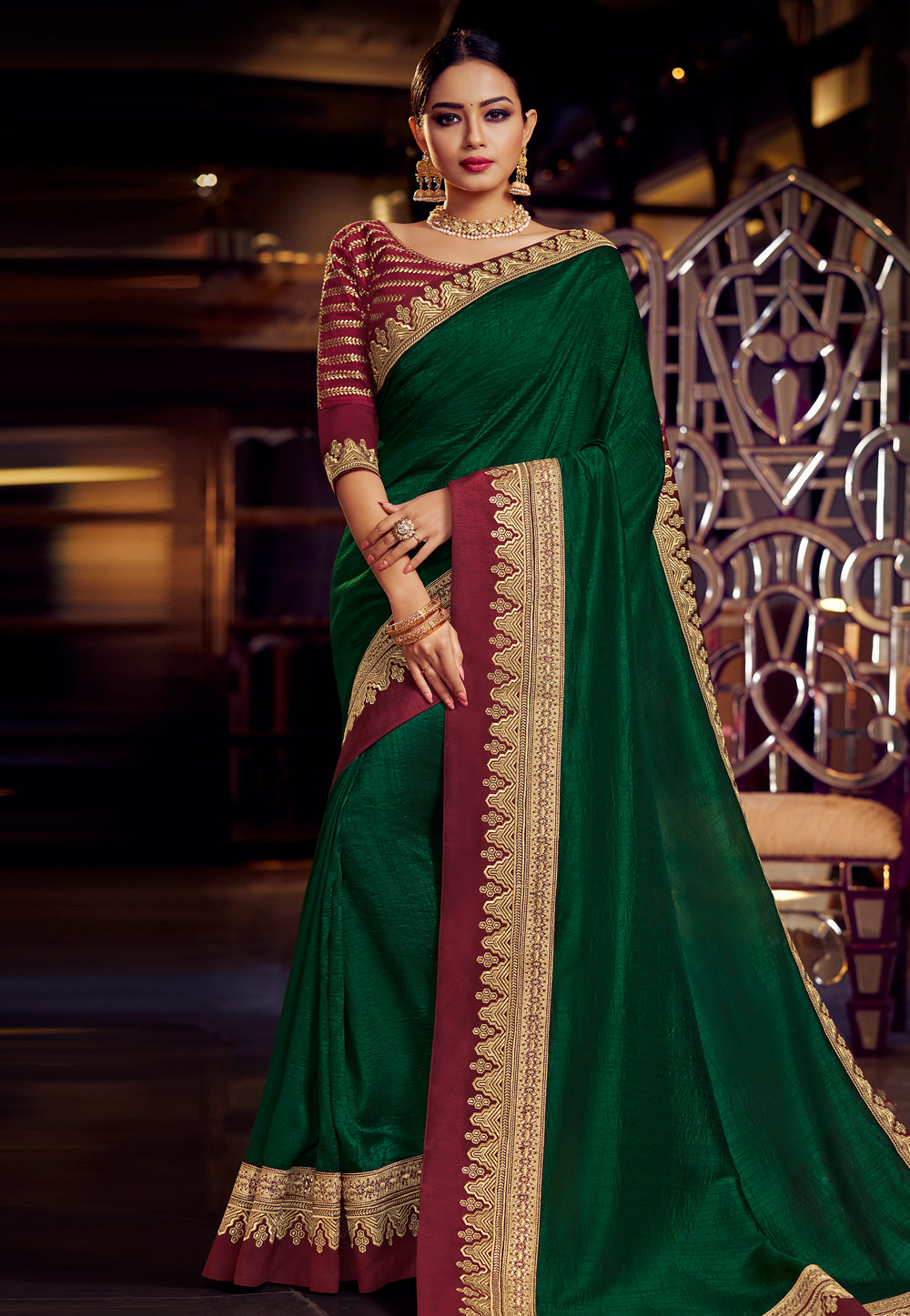 Green Silk Saree With Blouse 164789