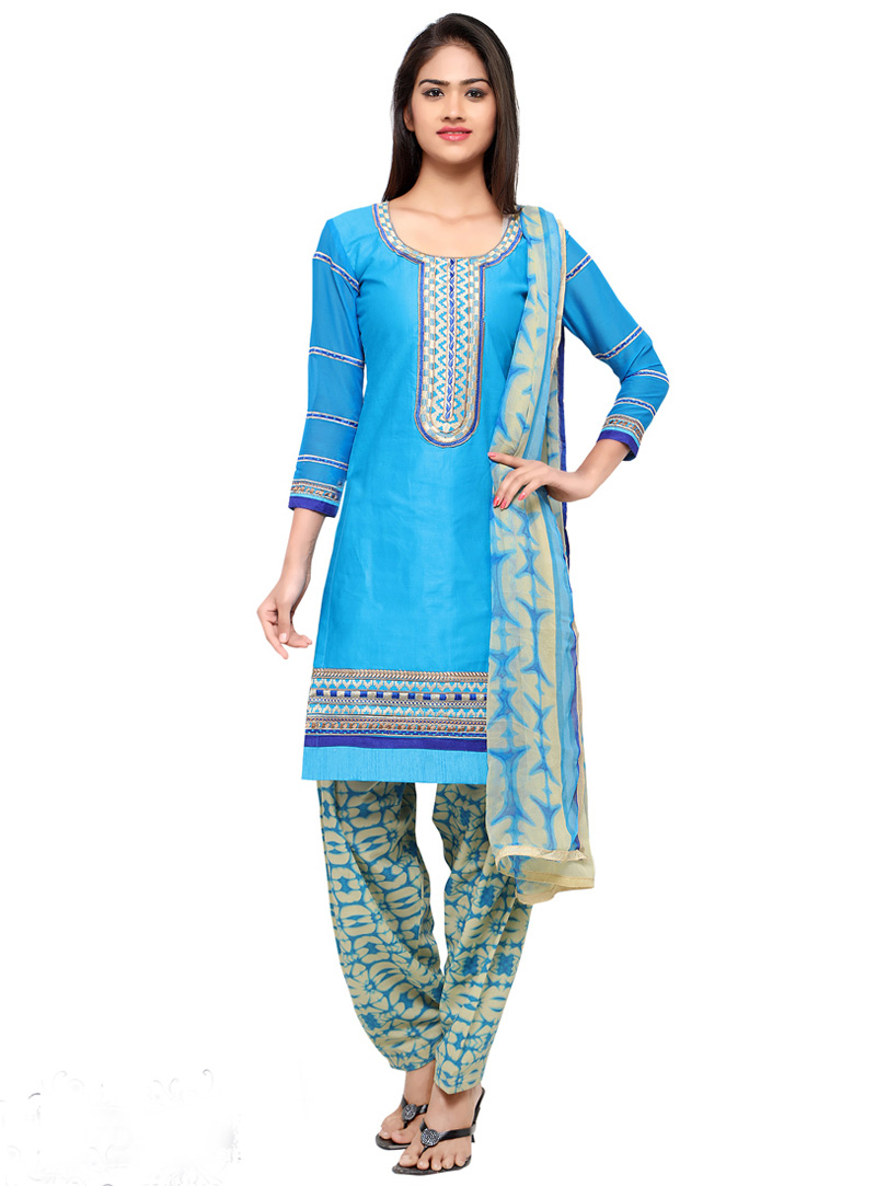 Sky Blue Cotton Punjabi Suit 88972