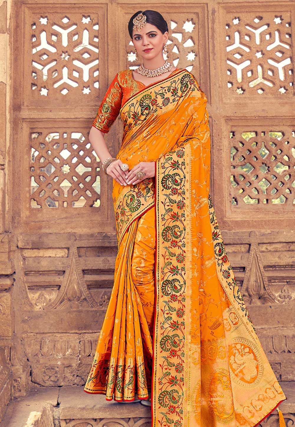Orange Silk Saree With Blouse 252227