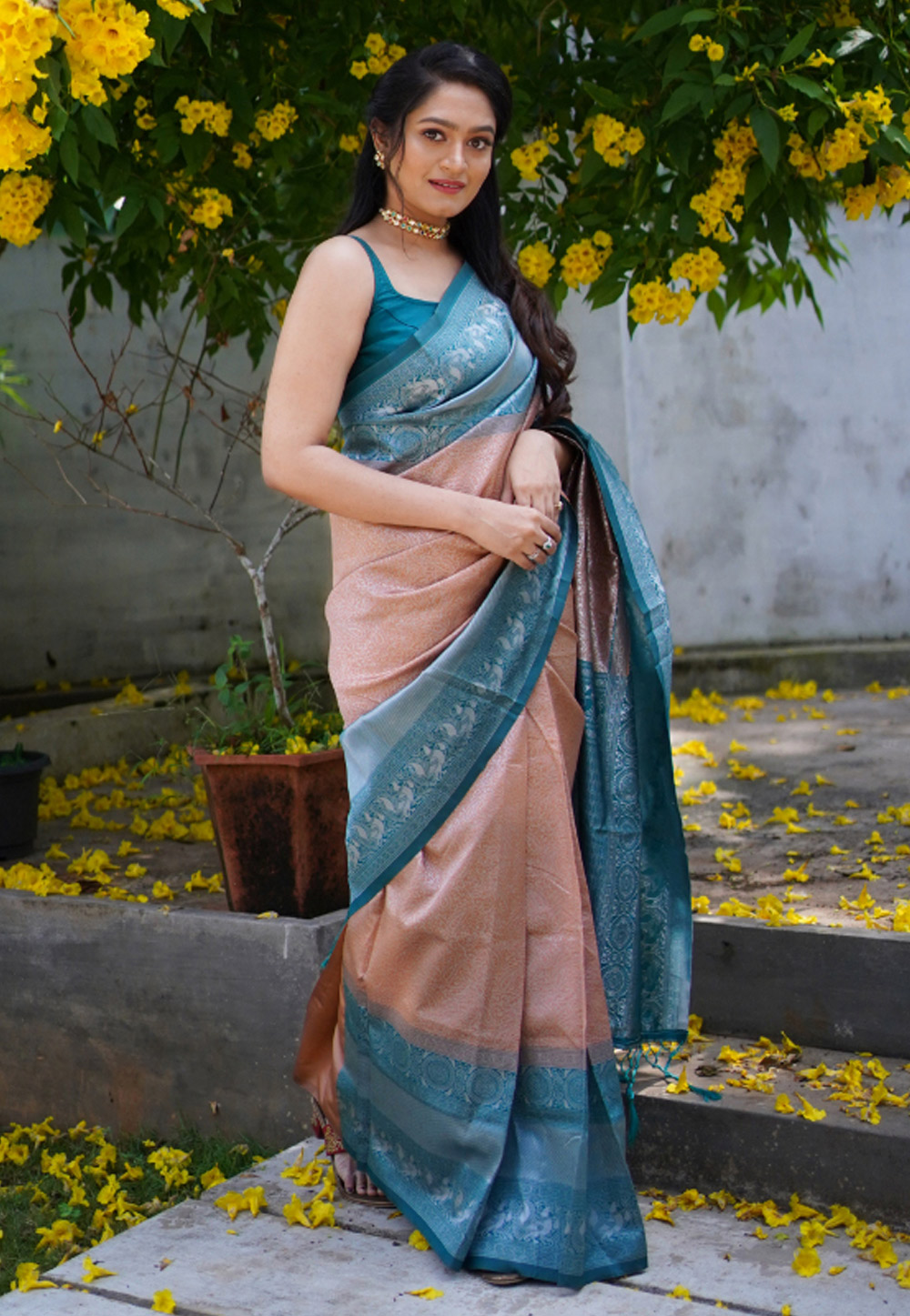 Peach Banarasi Silk Saree 276059