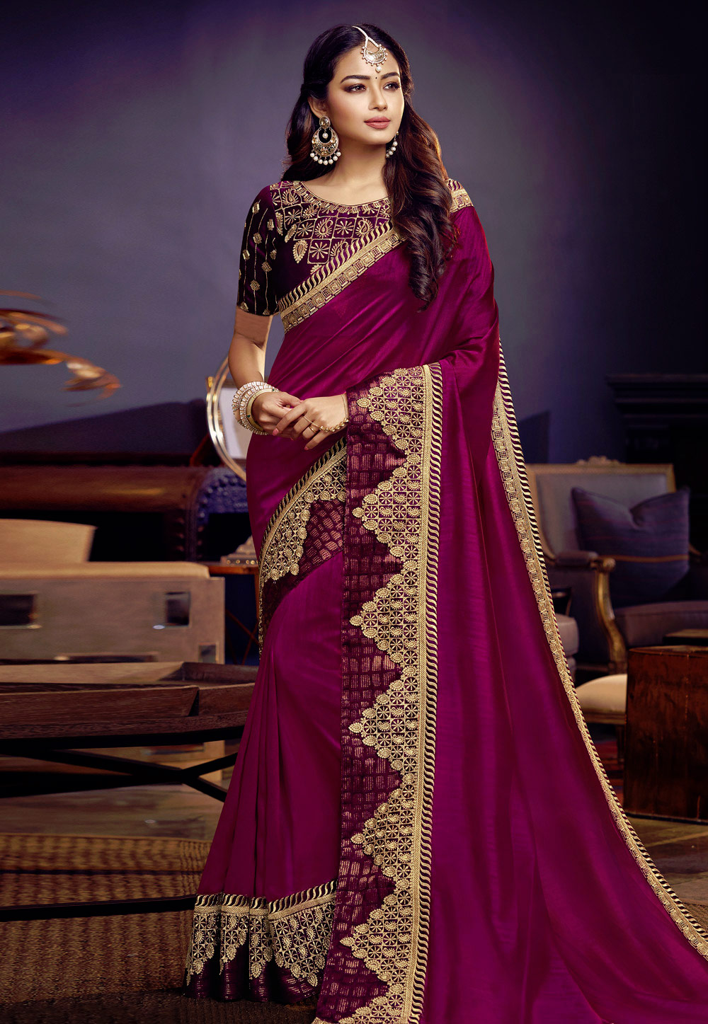 Purple Silk Festival Wear Saree 164793