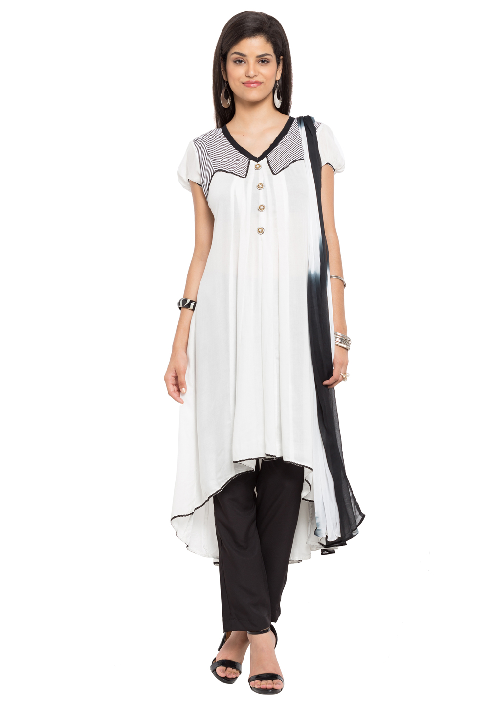 Off White Cotton Readymade Pant Style Suit 230463