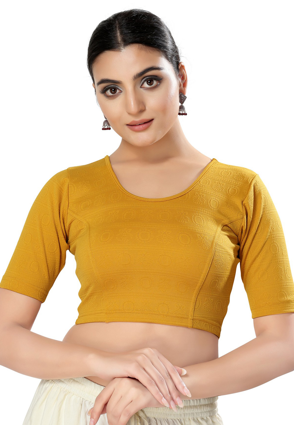 Mustard Georgette Readymade Blouse 276687