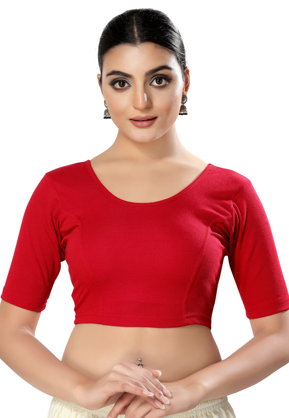 Red Cotton Readymade Blouse 276688