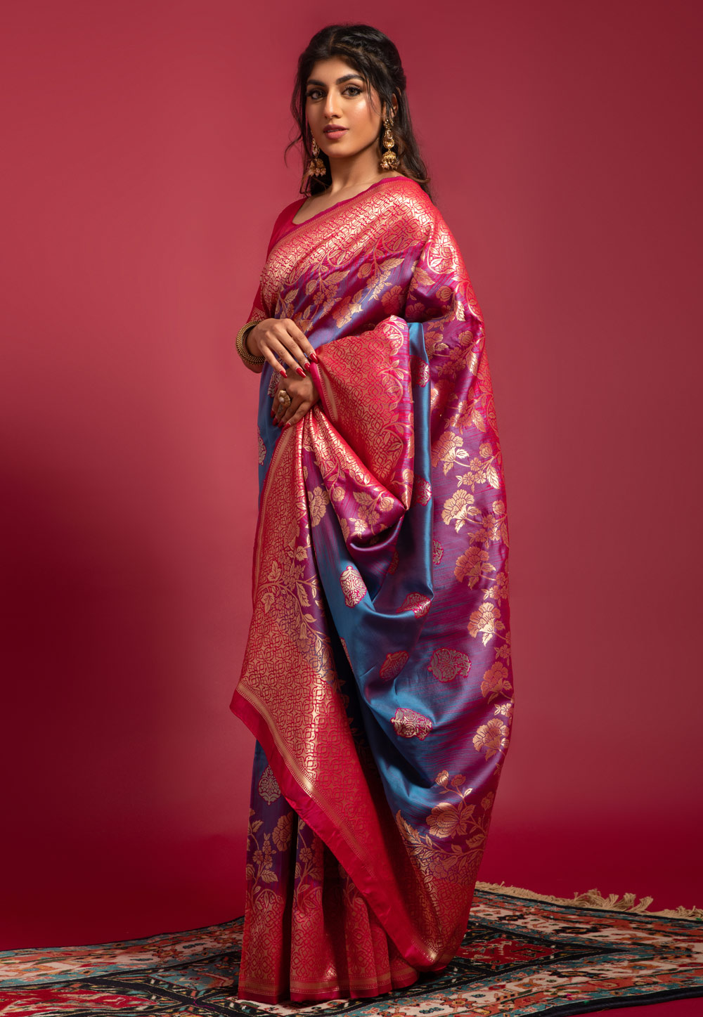 Blue Banarasi Silk Saree With Blouse 260288