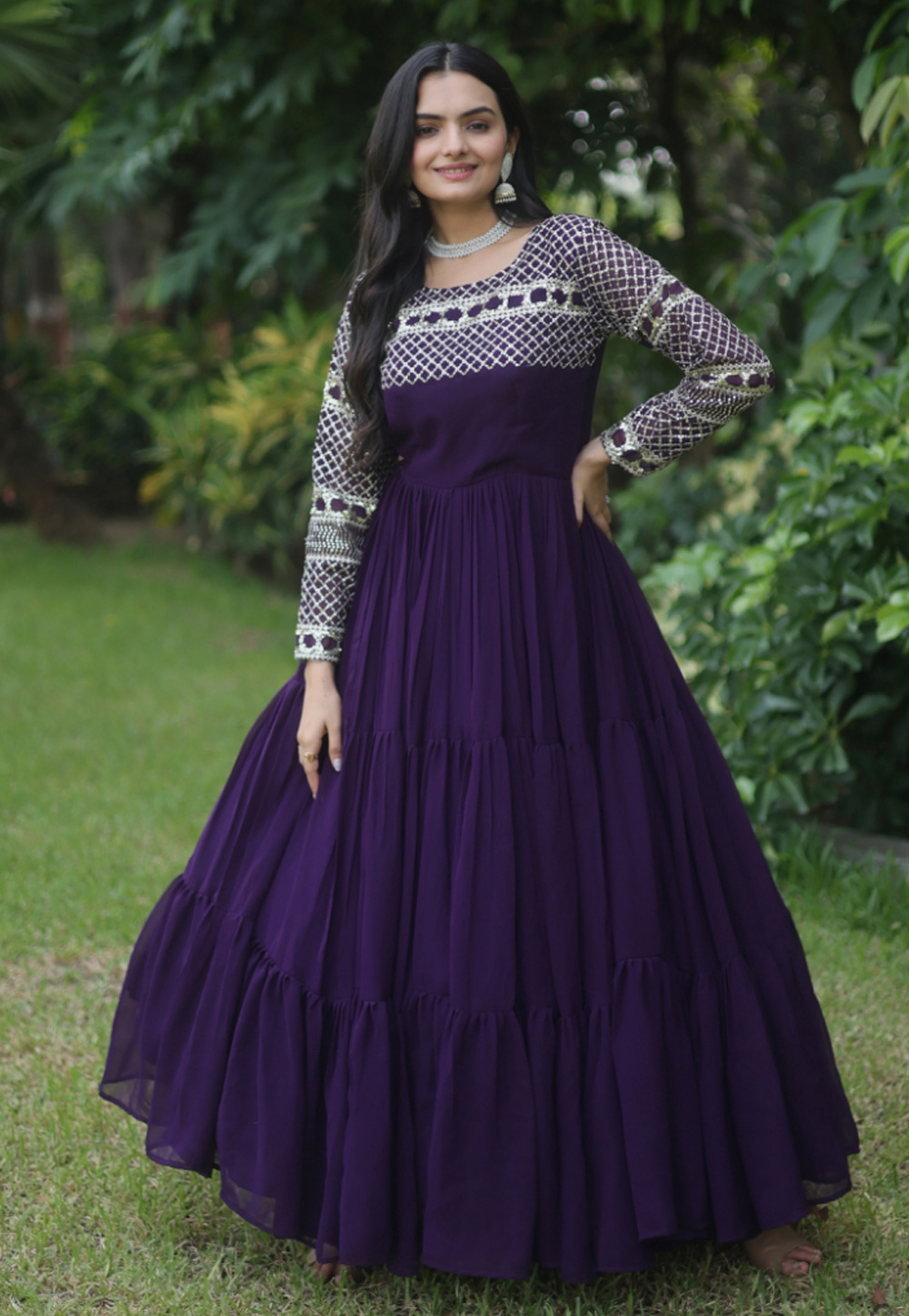 Purple Faux Georgette Gown 277125