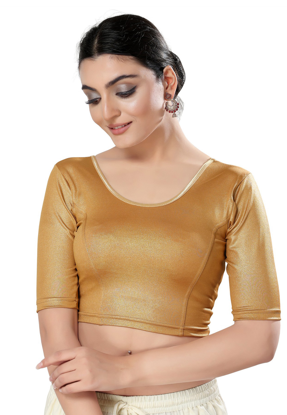Beige Shimmer Readymade Blouse 277038
