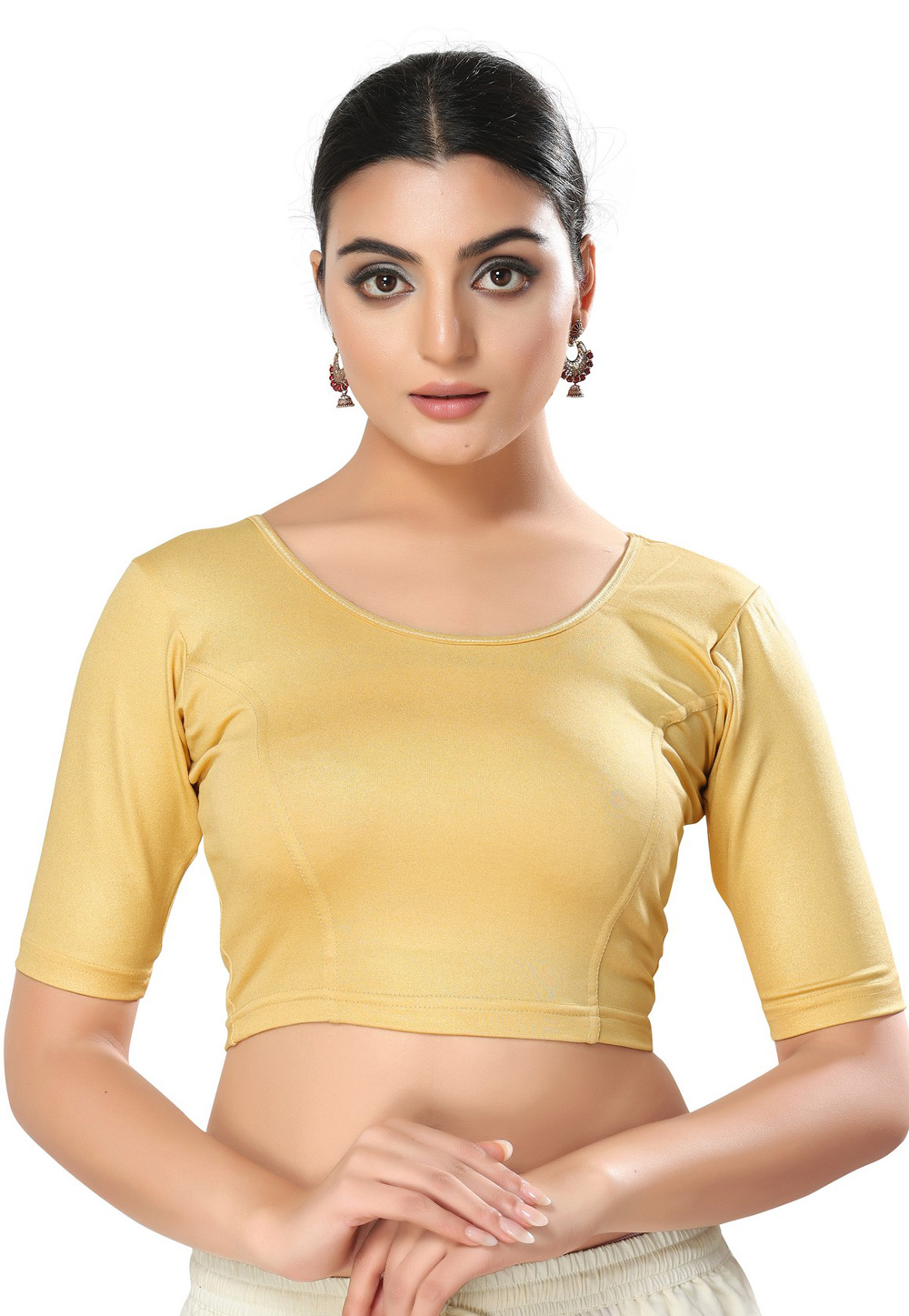 Light Yellow Shimmer Readymade Blouse 277040