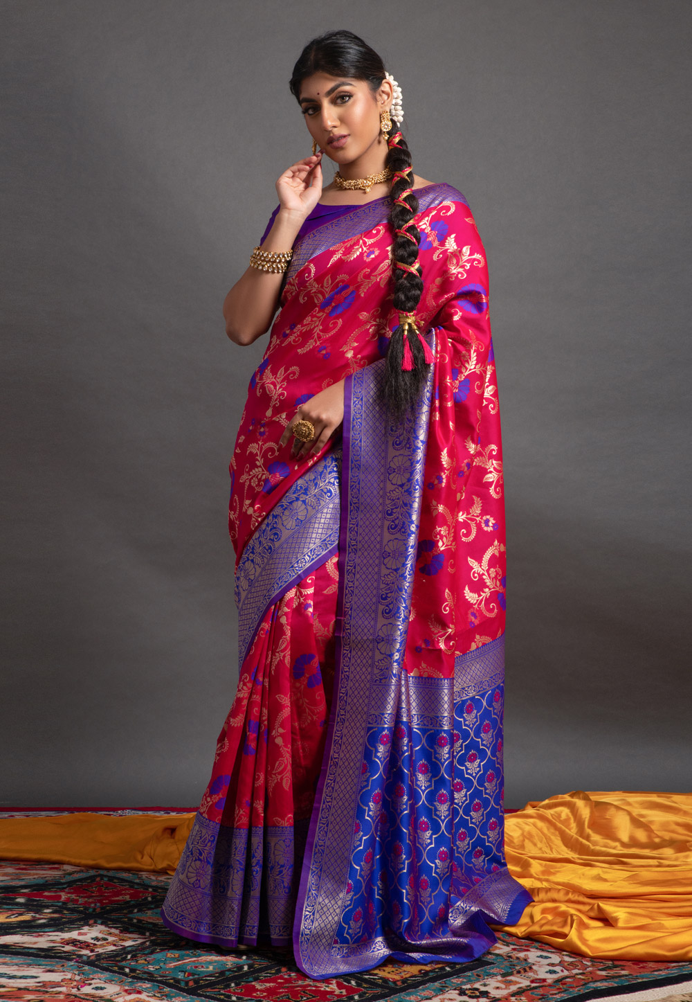 Magenta Banarasi Silk Saree With Blouse 260899