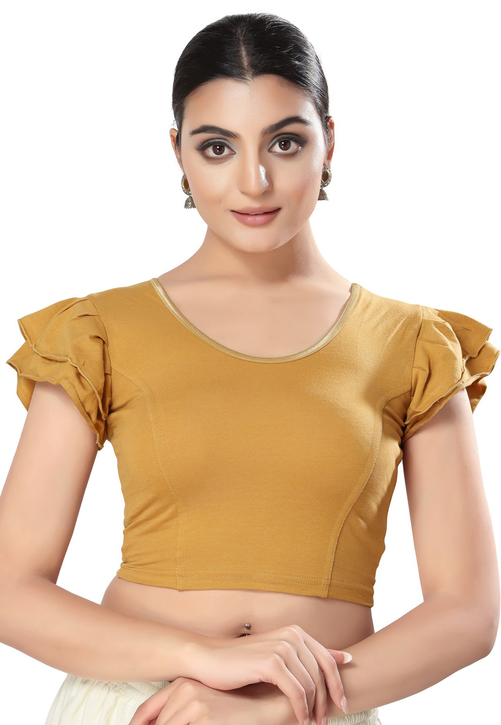 Beige Cotton Readymade Blouse 277259