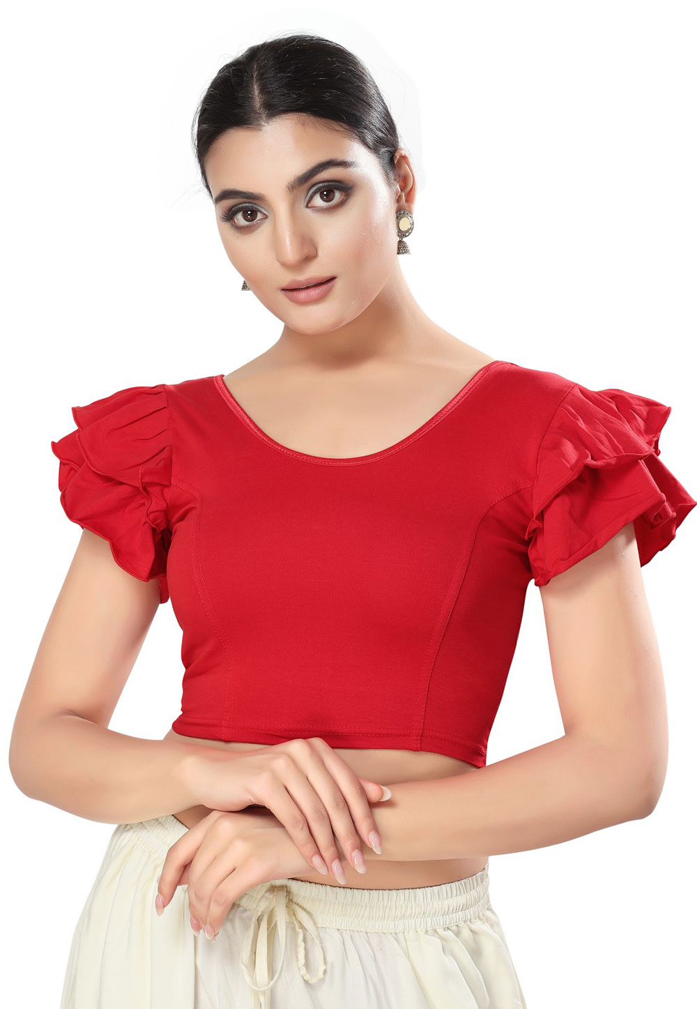 Red Cotton Readymade Blouse 277263