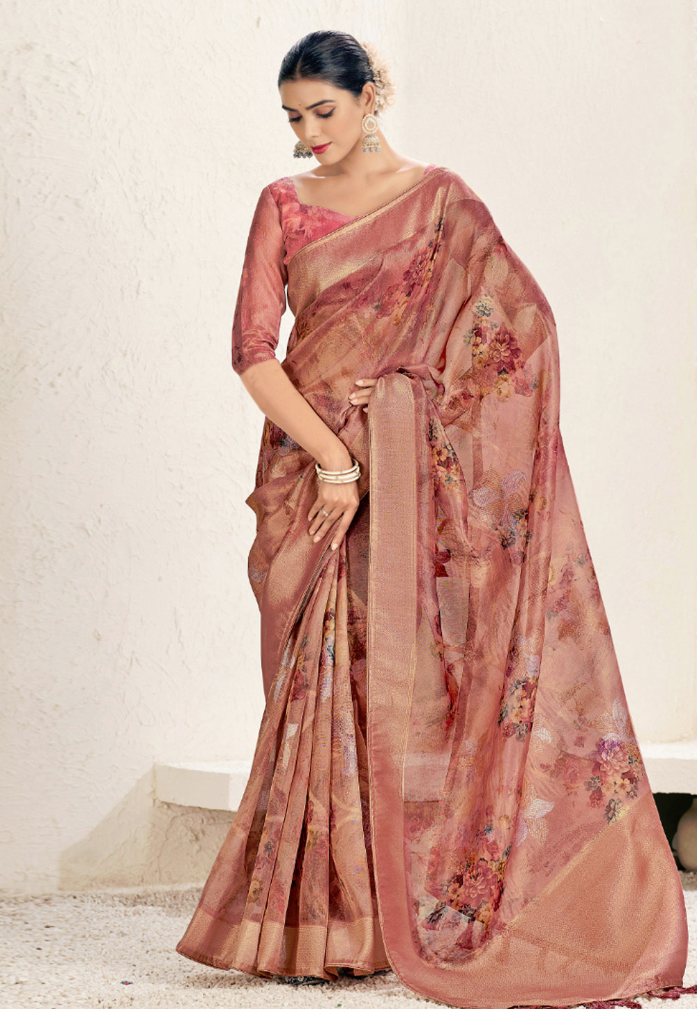 Pink Organza Saree With Blouse 278162