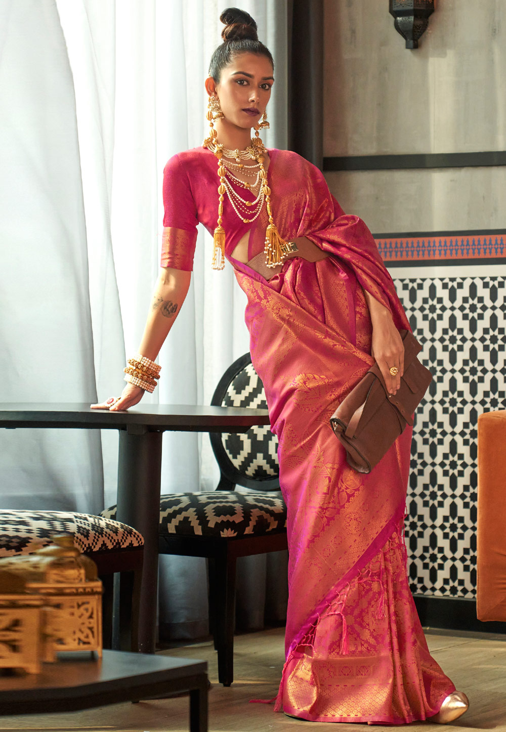 Magenta Silk Saree With Blouse 255692