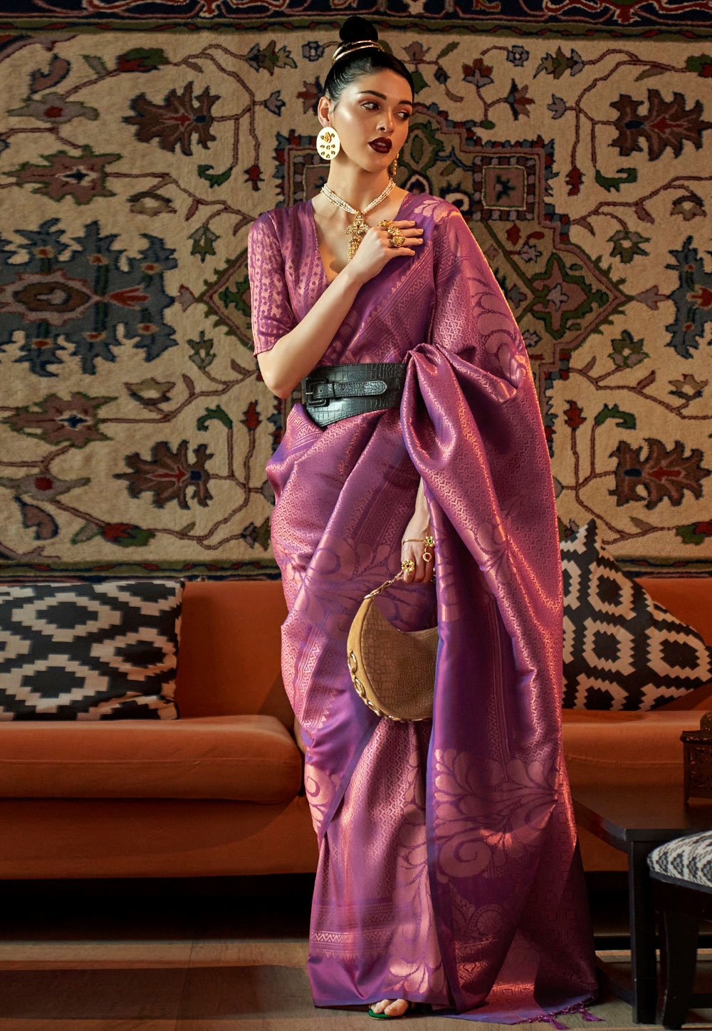 Violet Silk Saree With Blouse 255932