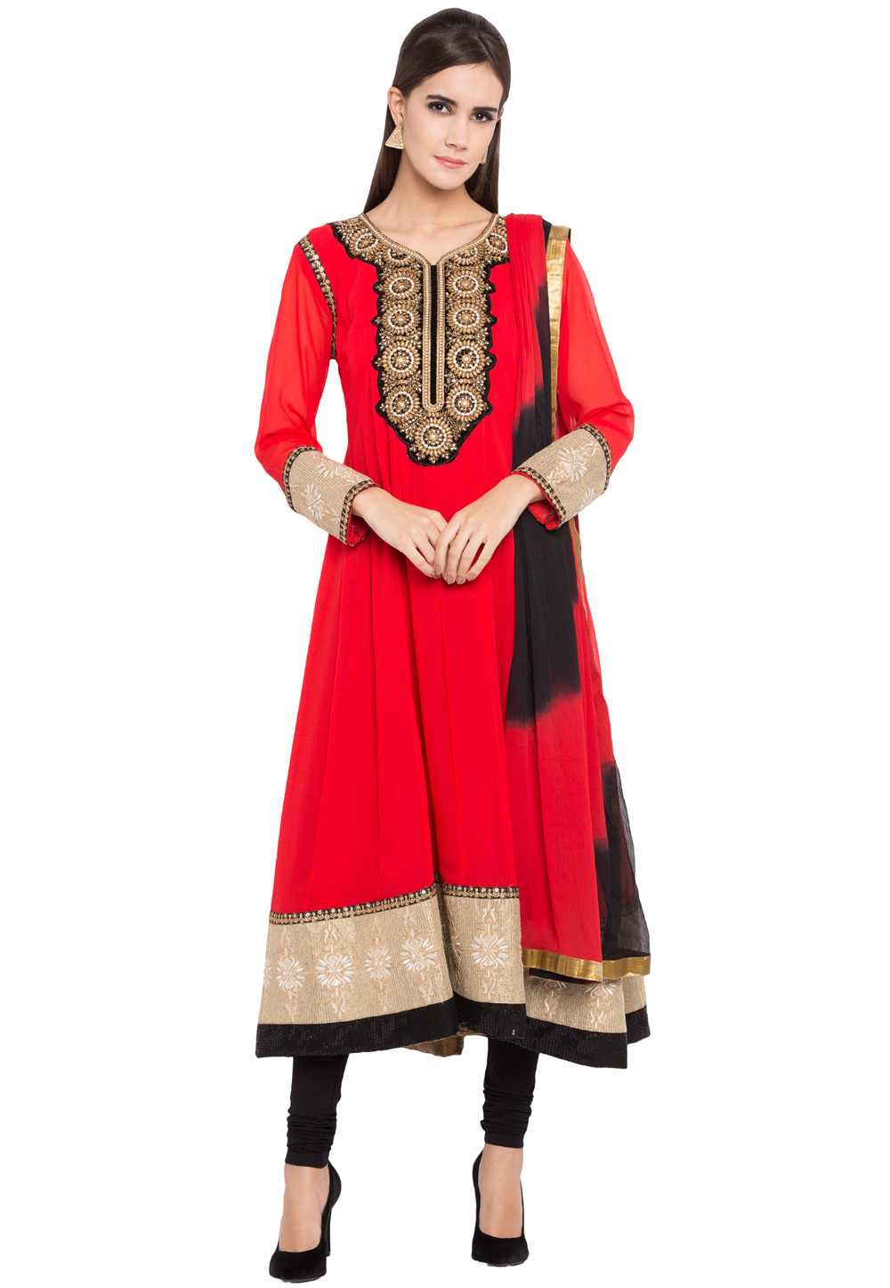 Red Georgette Readymade Anarkali Suit 238553