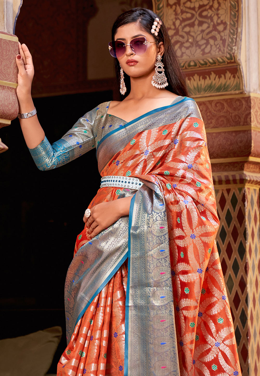 Buy Light Gold Tissue Saree Online - Ciceroni