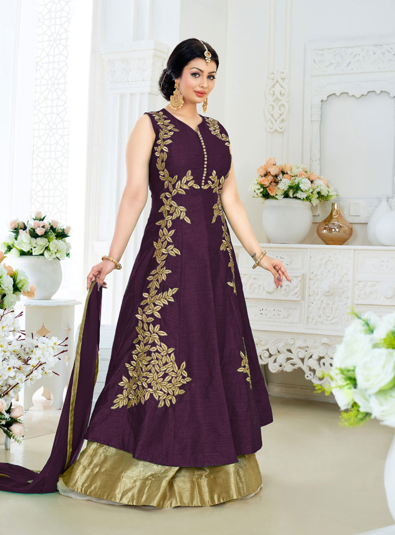 Ayesha Takia Purple Banglori Silk Indo Western Lehenga Choli 79227