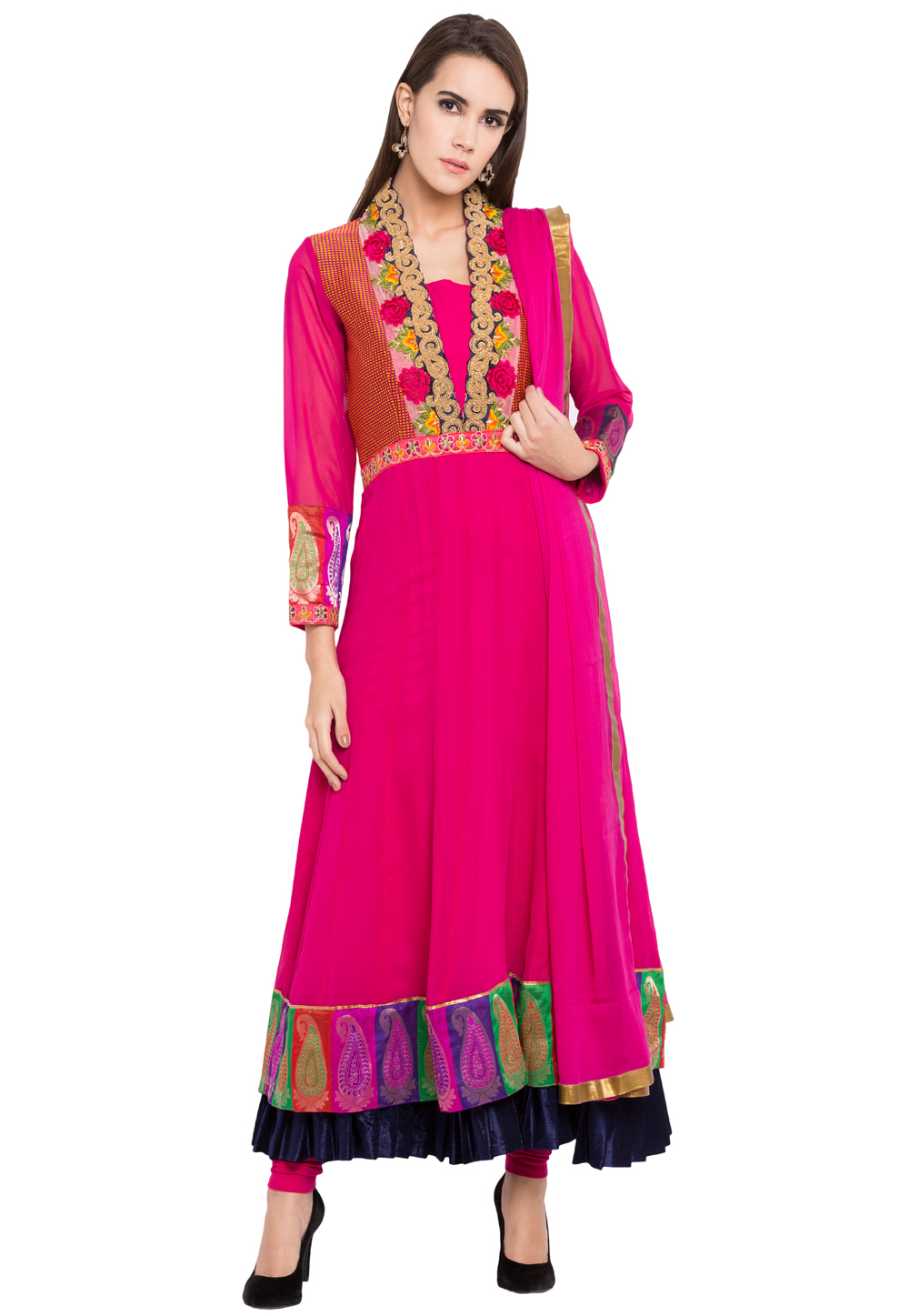 Pink Georgette Readymade Anarkali Suit 238561