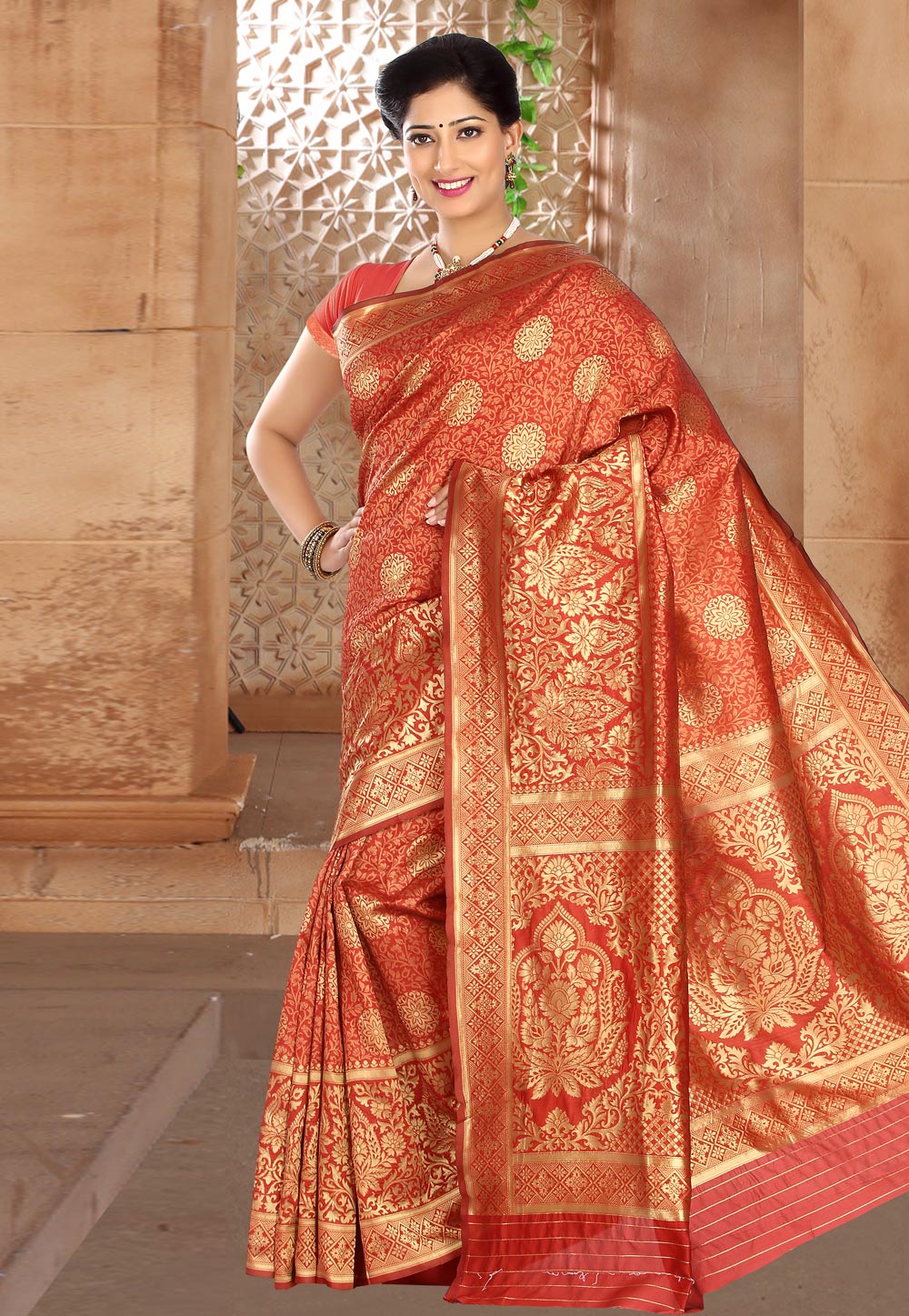 Red Banarasi Festival Wear Saree 180366