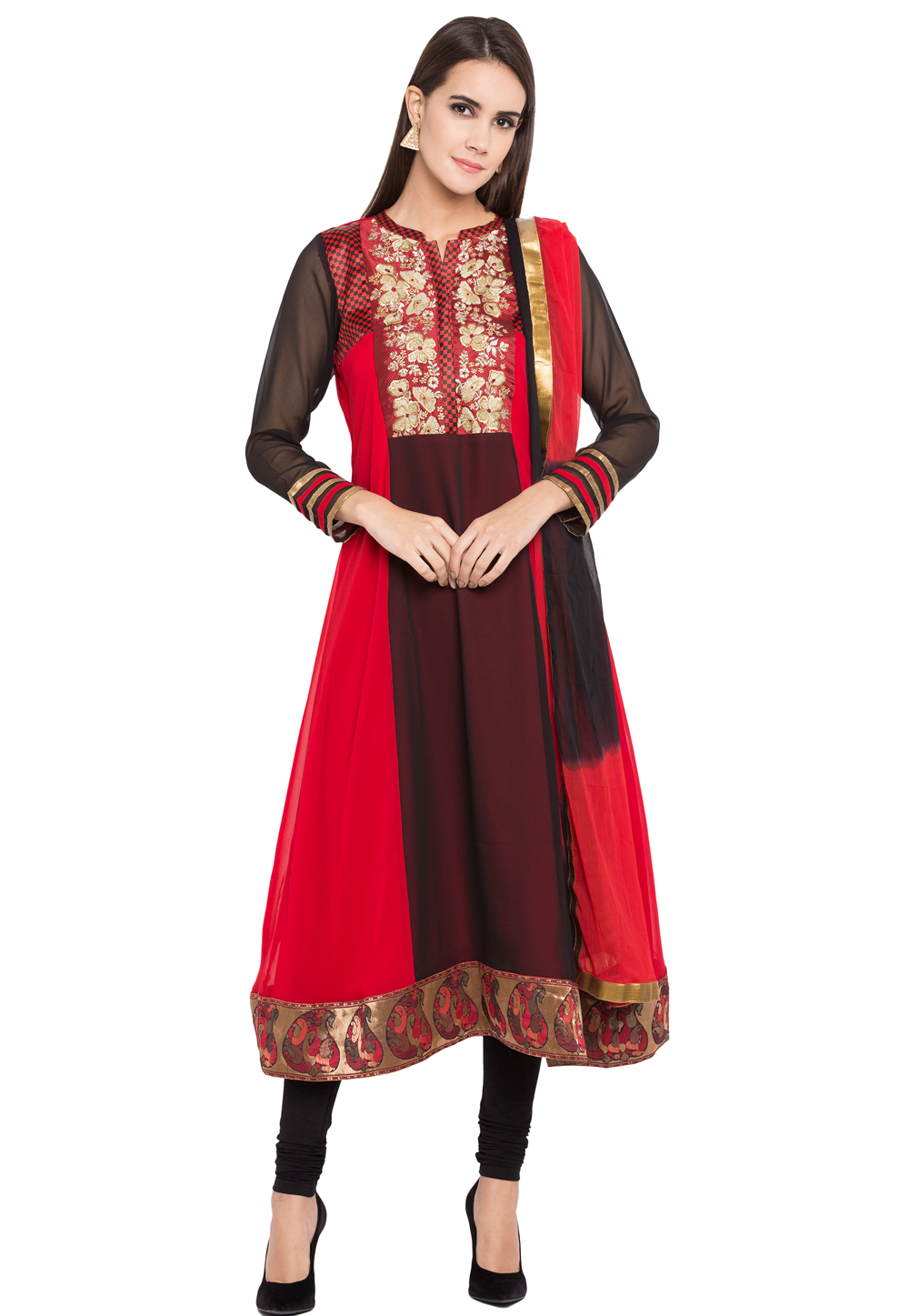 Red Georgette Readymade Anarkali Suit 238574