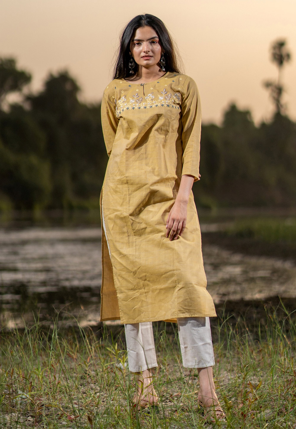 Yellow Cotton Kurta Set With Pant 224568