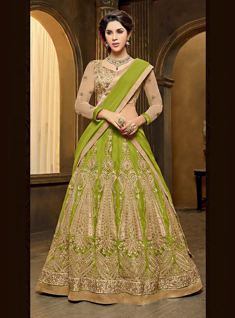 Green Banglori Silk Wedding Lehenga Choli 72648