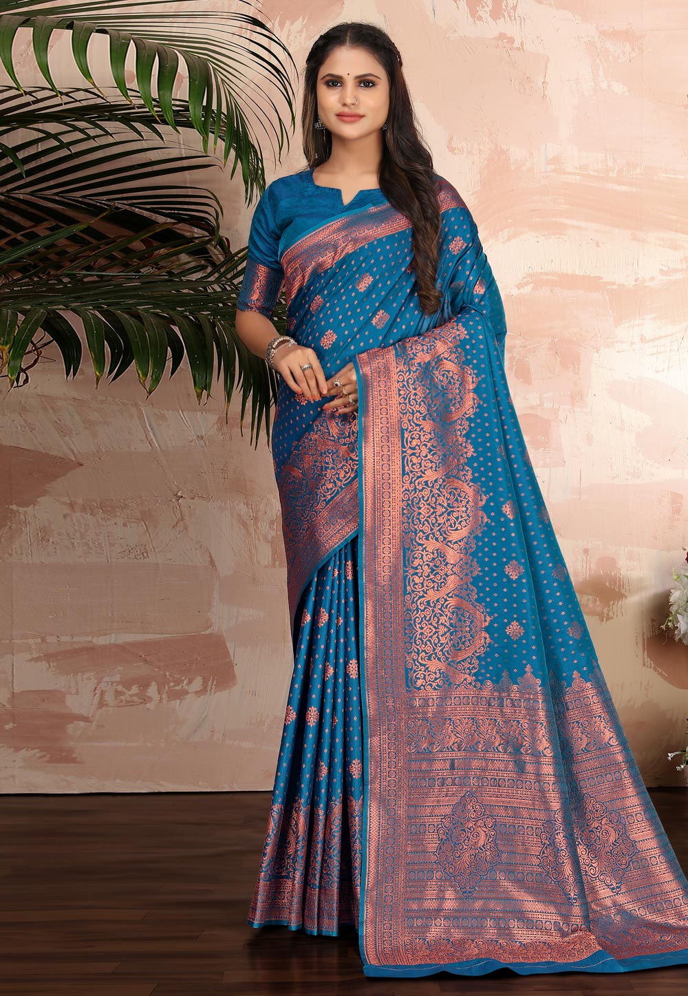 Blue Banarasi Silk Saree With Blouse 260347