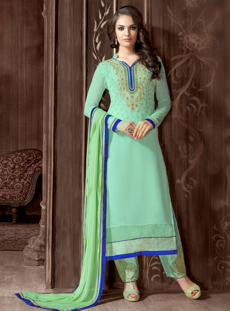 Mint Green Georgette Pakistani Style Suit 71098