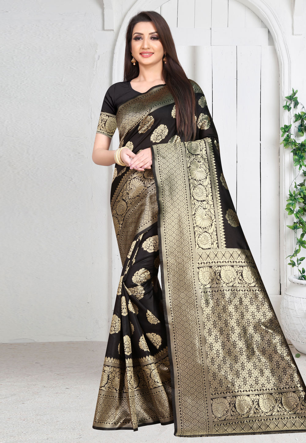 Black Art Silk Saree With Blouse 245977