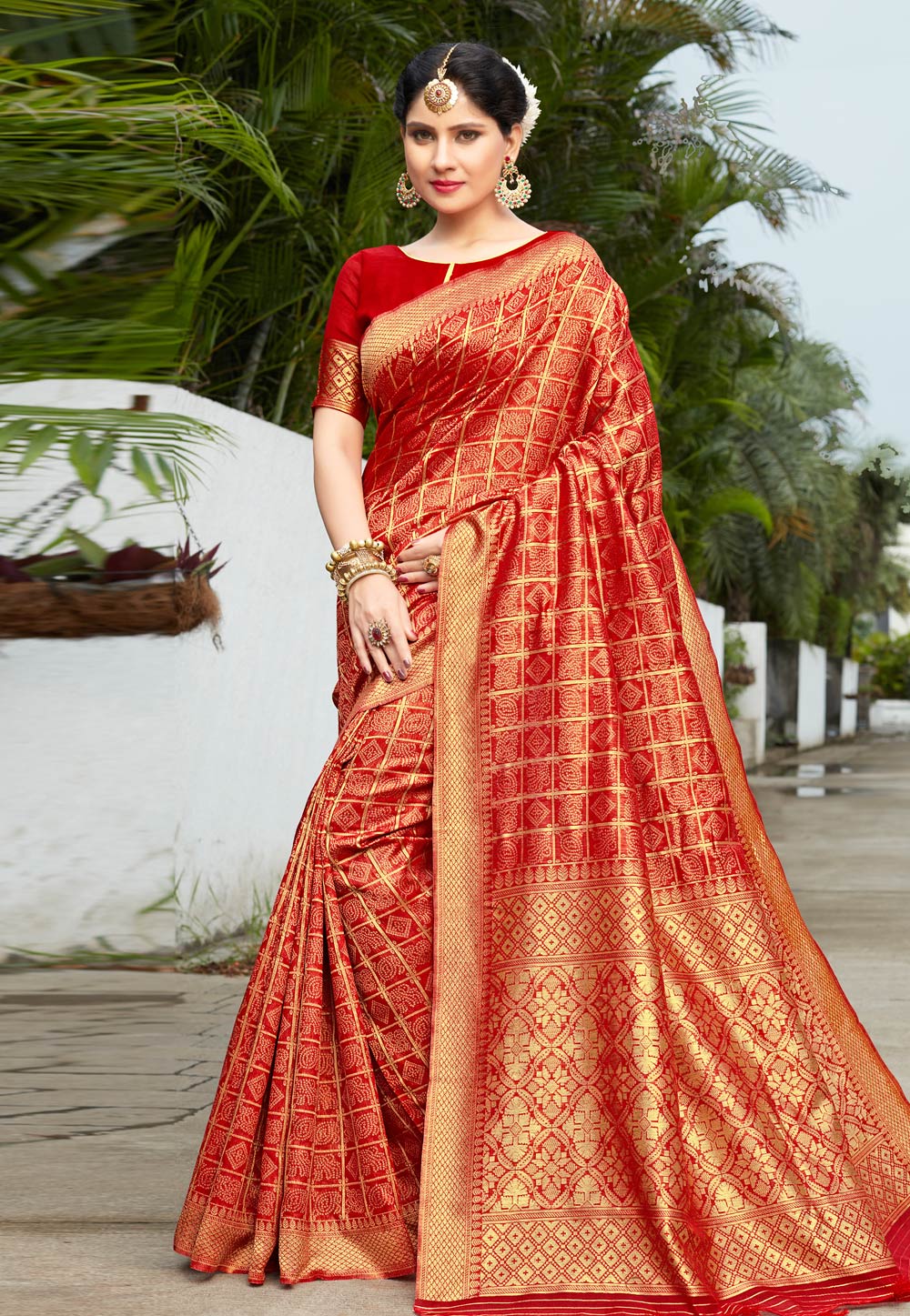 Red Banarasi Saree With Blouse 207822