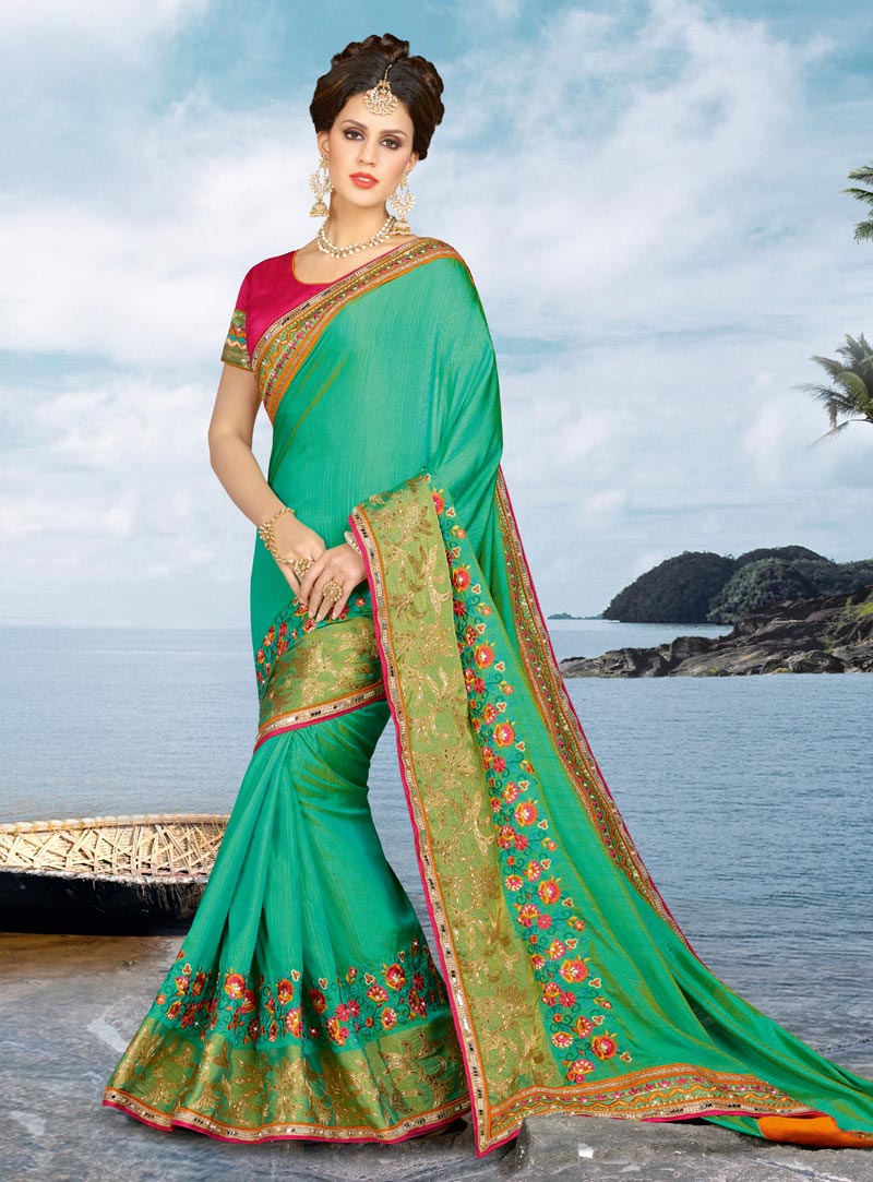 Sea Green Banarasi Engagement Wear Saree 86878
